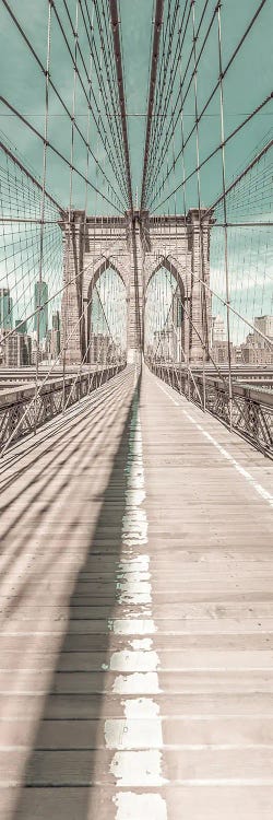 Nyc Brooklyn Bridge Panorama | Urban Vintage Style by Melanie Viola wall art