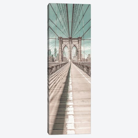 Nyc Brooklyn Bridge Panorama | Urban Vintage Style Canvas Print #MEV694} by Melanie Viola Canvas Artwork