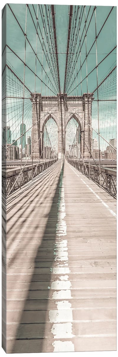 Nyc Brooklyn Bridge Panorama | Urban Vintage Style Canvas Art Print - Brooklyn Bridge