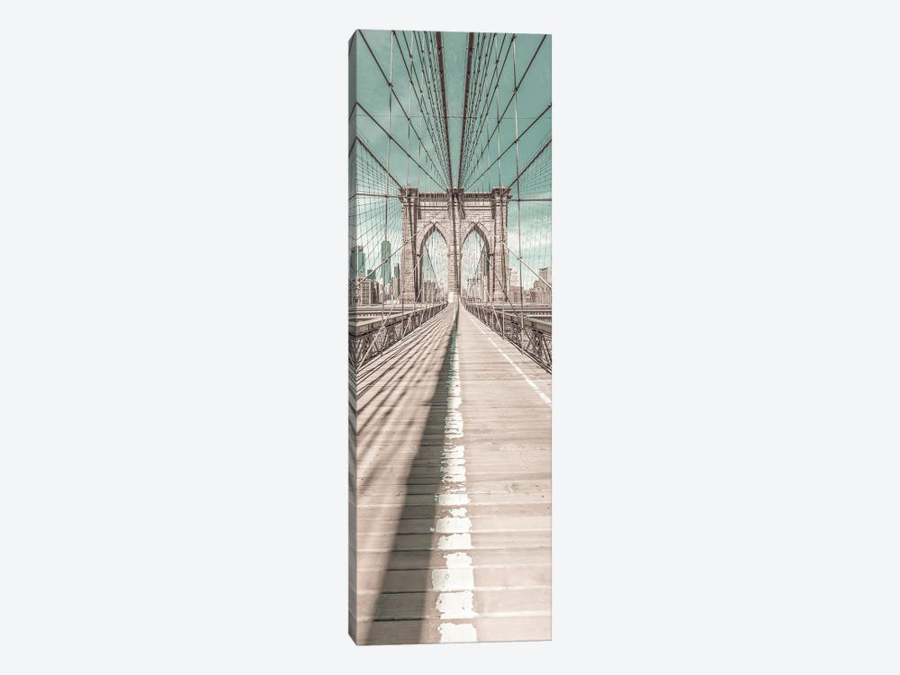 Nyc Brooklyn Bridge Panorama | Urban Vintage Style by Melanie Viola 1-piece Canvas Art Print