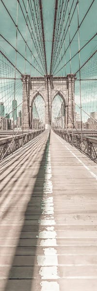 Famous Bridges: Nyc Brooklyn Bridge Panorama | Urban Vintage Style by Melanie Viola