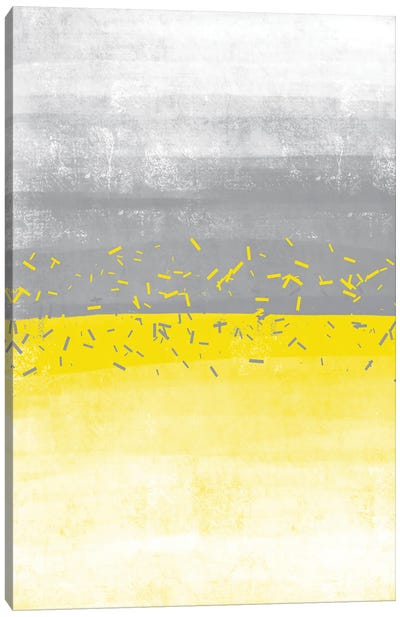 Abstract Painting No. 52 | Illuminating Yellow & Ultimate Grey Canvas Art Print - Pantone 2021 Ultimate Gray & Illuminating