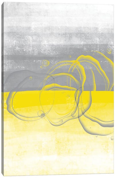 Abstract Painting No. 53 | Illuminating Yellow & Ultimate Grey Canvas Art Print - Pantone 2021 Ultimate Gray & Illuminating