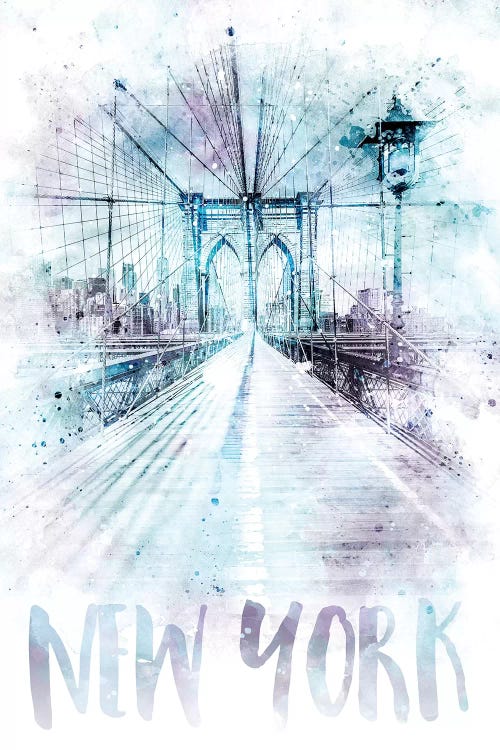 Modern NYC Brooklyn Bridge by Melanie Viola wall art