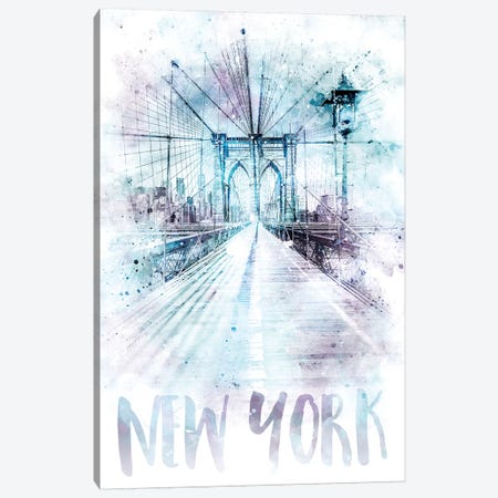 Modern NYC Brooklyn Bridge Canvas Print #MEV70} by Melanie Viola Canvas Art Print