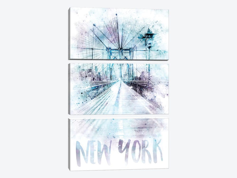 Modern NYC Brooklyn Bridge by Melanie Viola 3-piece Art Print