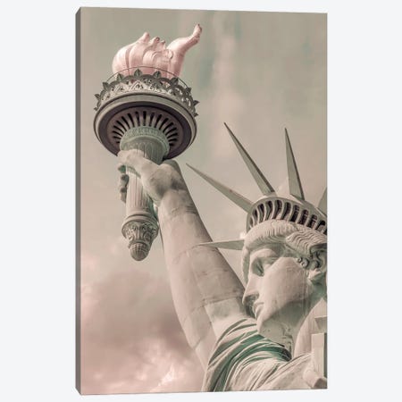 New York City Statue Of Liberty | Urban Vintage Style Canvas Print #MEV711} by Melanie Viola Canvas Wall Art