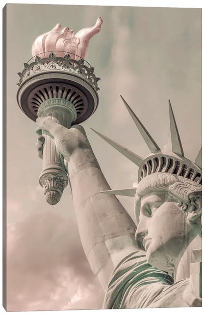 New York City Statue Of Liberty | Urban Vintage Style Canvas Art Print - Statue of Liberty Art
