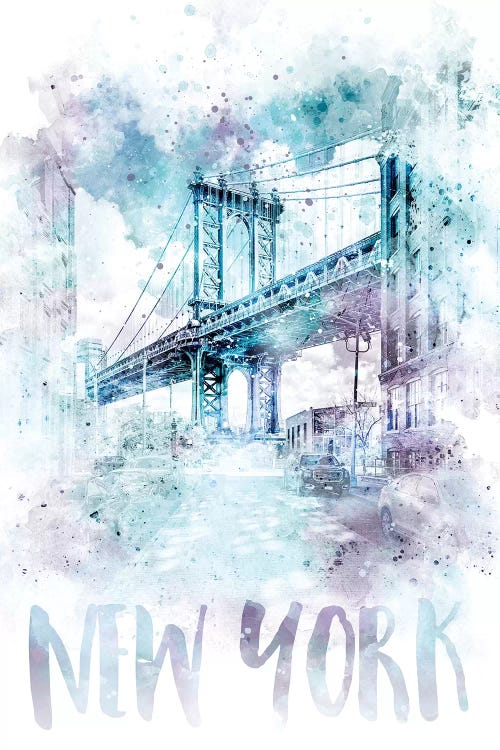 Modern NYC Manhattan Bridge  by Melanie Viola wall art