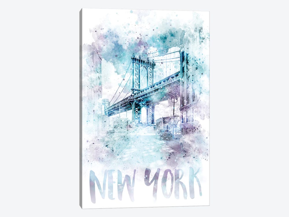 Modern NYC Manhattan Bridge  by Melanie Viola 1-piece Canvas Wall Art
