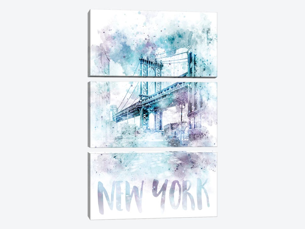Modern NYC Manhattan Bridge  by Melanie Viola 3-piece Canvas Art