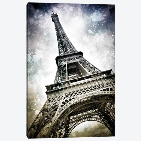 Modern Paris Eiffel Tower Splashes Canvas Print #MEV72} by Melanie Viola Art Print