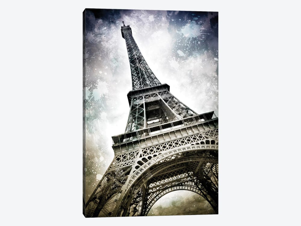 Modern Paris Eiffel Tower Splashes by Melanie Viola 1-piece Canvas Print