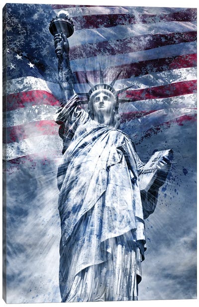 Modern Statue Of Liberty Canvas Art Print - Famous Architecture & Engineering