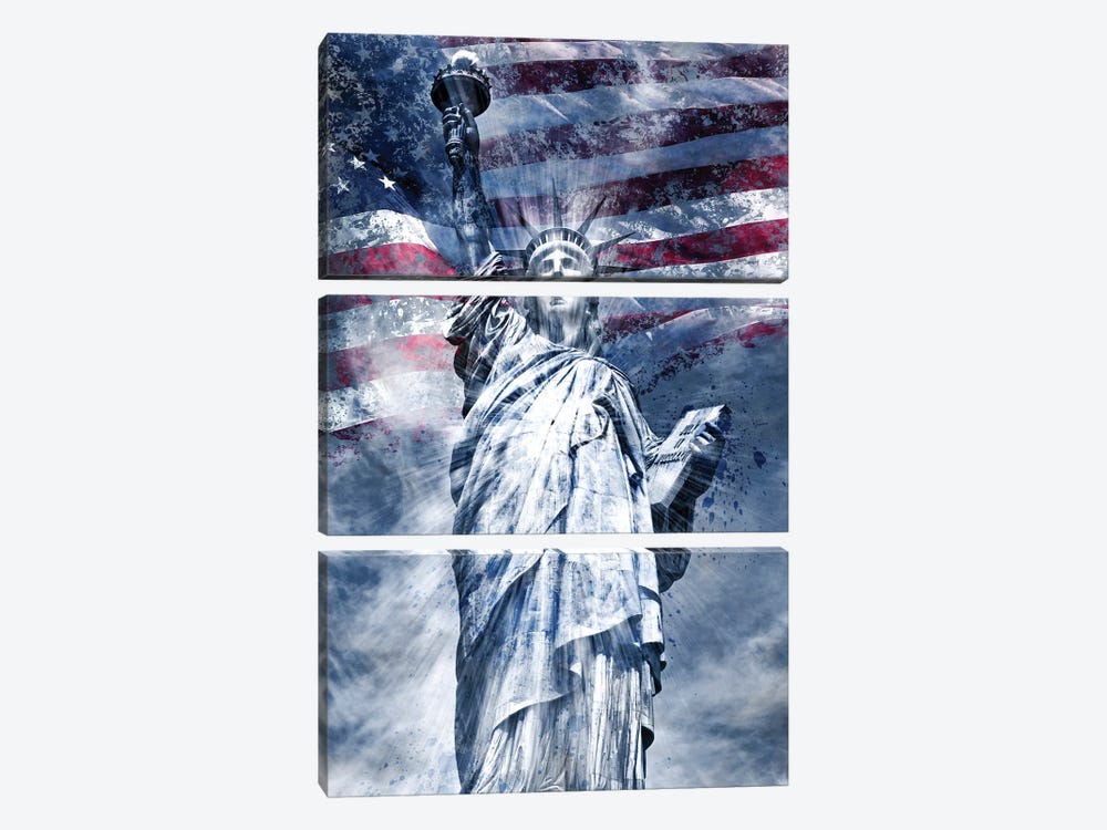 Modern Statue Of Liberty by Melanie Viola 3-piece Canvas Wall Art