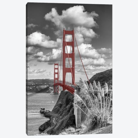 Iconic Golden Gate Bridge | Colorkey Canvas Print #MEV745} by Melanie Viola Canvas Art