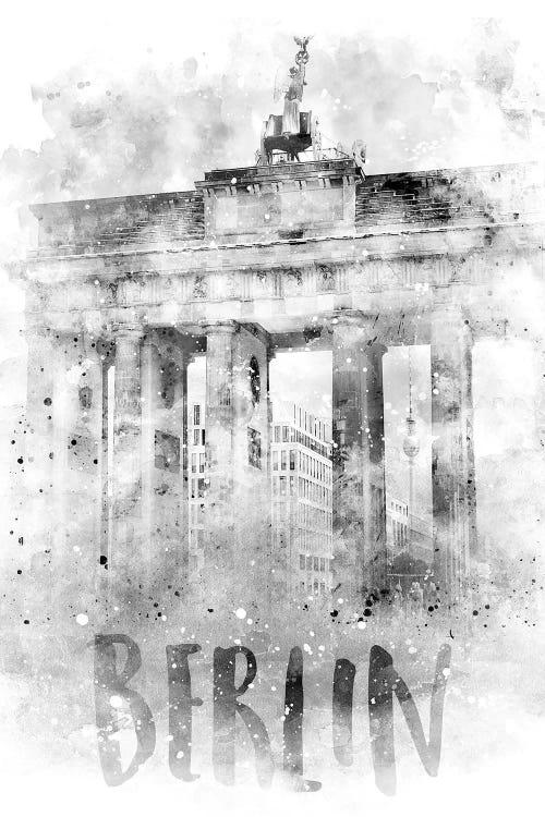 Monochrome Berlin Brandenburg Gate  by Melanie Viola wall art