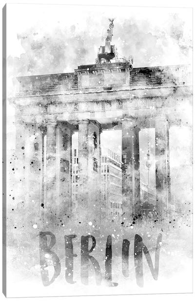 Monochrome Berlin Brandenburg Gate  Canvas Art Print - Famous Monuments & Sculptures
