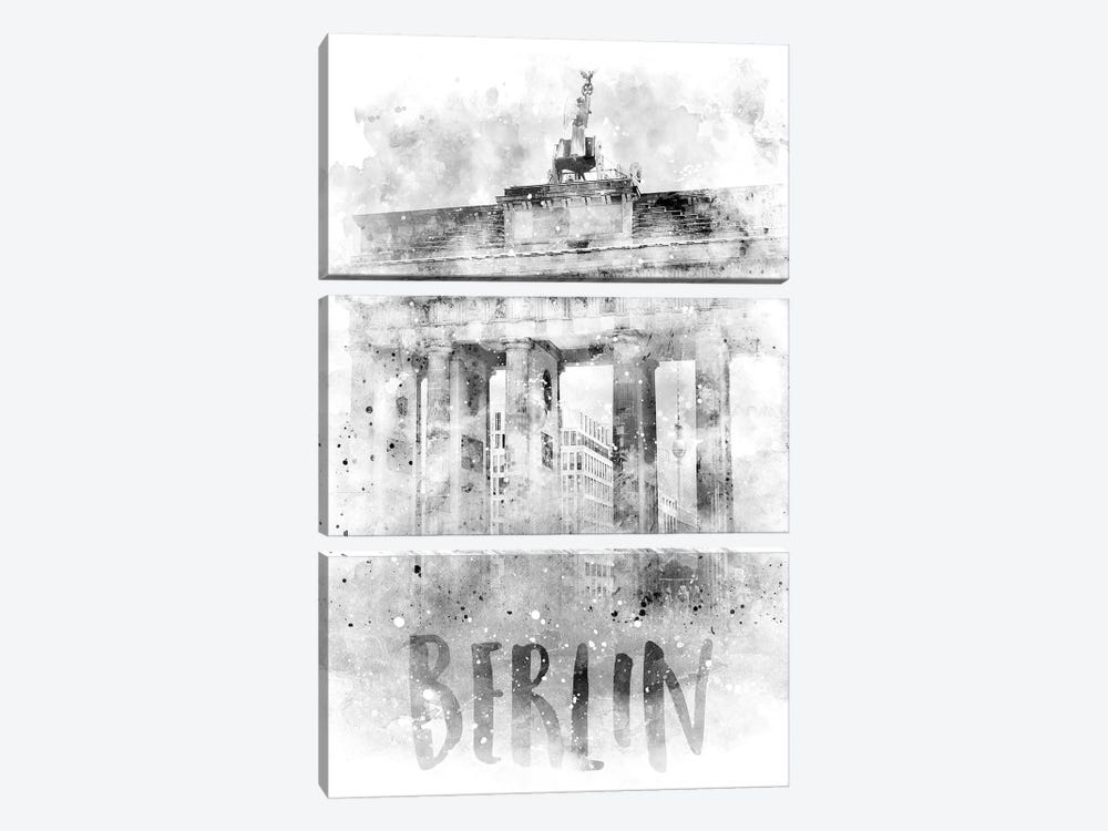Monochrome Berlin Brandenburg Gate  by Melanie Viola 3-piece Art Print