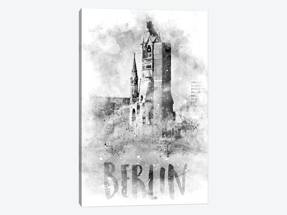 Monochrome Berlin Kaiser Wilhelm Memorial Church by Melanie Viola 1-piece Canvas Art