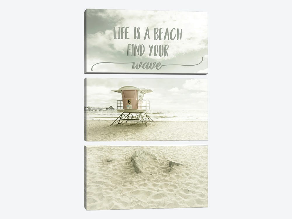 Life Is A Beach. Find Your Wave. | Beachscape by Melanie Viola 3-piece Canvas Art Print