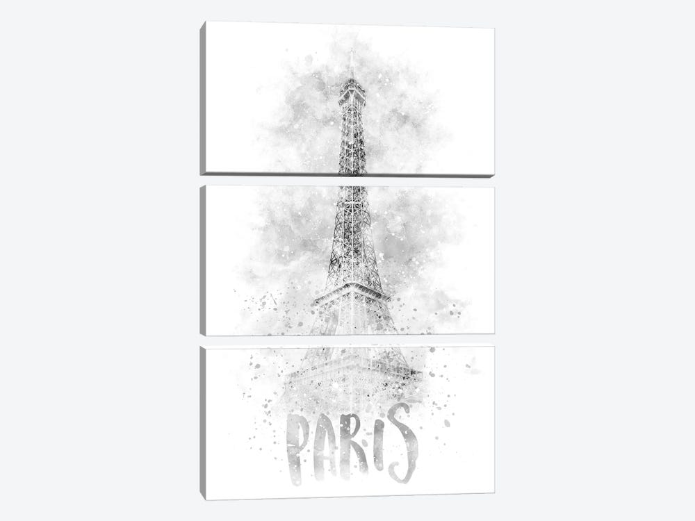 Monochrome Eiffel Tower by Melanie Viola 3-piece Canvas Wall Art