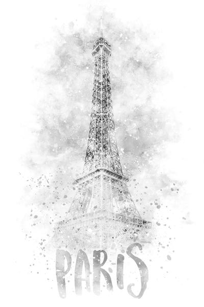 Paris Typography: Monochrome Eiffel Tower by Melanie Viola