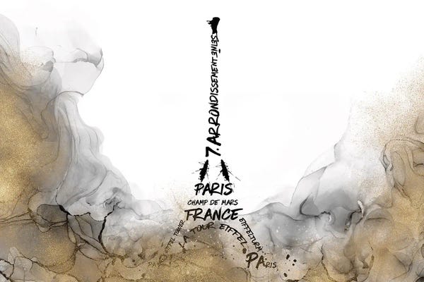 Île-de-France: Alcohol Ink Eiffel Tower Typography by Melanie Viola