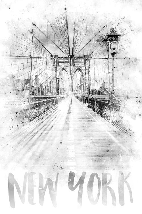 Monochrome NYC Brooklyn Bridge by Melanie Viola wall art