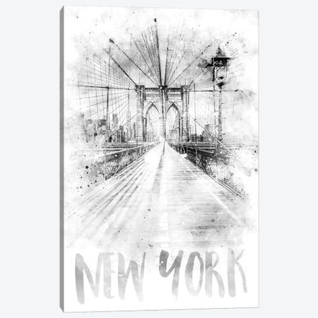 Monochrome NYC Brooklyn Bridge Canvas Print #MEV78} by Melanie Viola Canvas Print