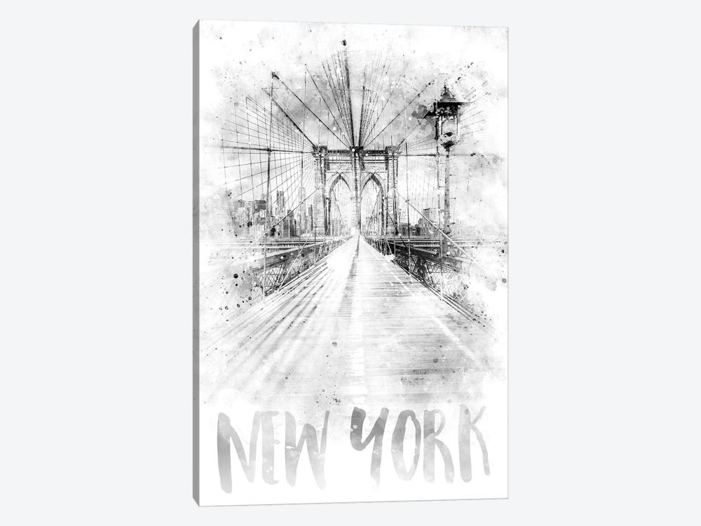 Monochrome NYC Brooklyn Bridge by Melanie Viola 1-piece Art Print