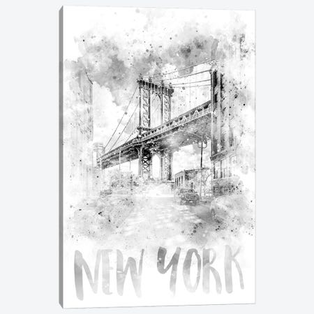 Monochrome NYC Manhattan Bridge  Canvas Print #MEV79} by Melanie Viola Canvas Print
