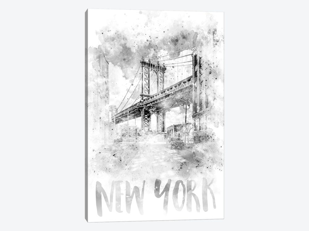 Monochrome NYC Manhattan Bridge  by Melanie Viola 1-piece Canvas Artwork