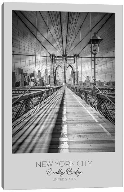 In focus: New York City Brooklyn Bridge Canvas Art Print - Brooklyn Bridge