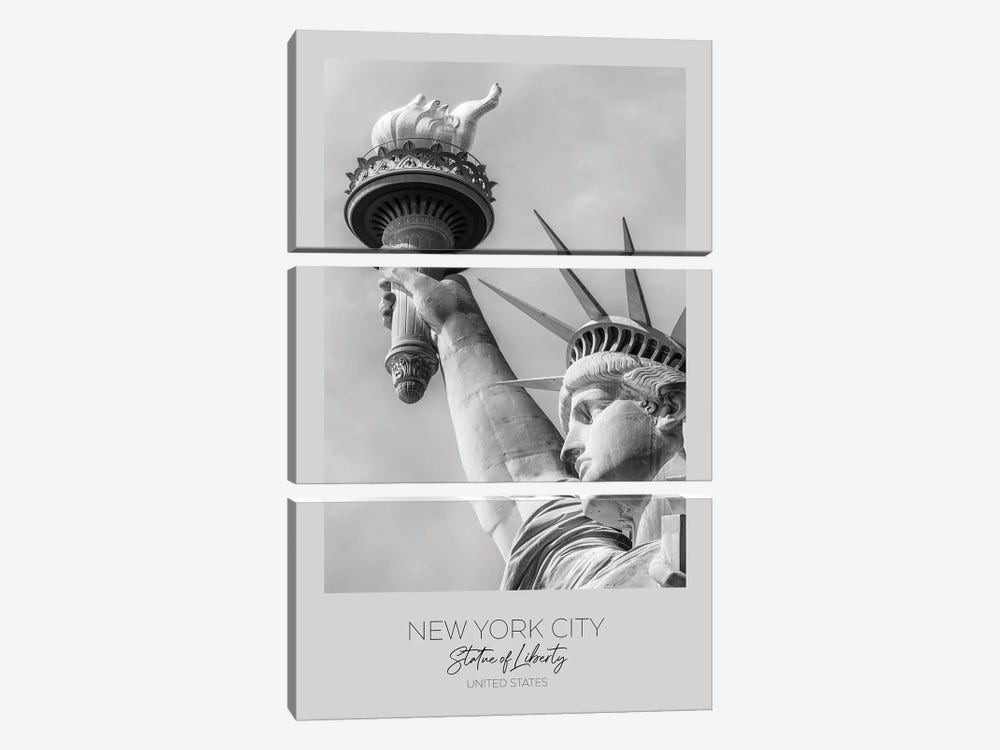 In Focus: New York City Statue Of Liberty In Detail by Melanie Viola 3-piece Canvas Art Print