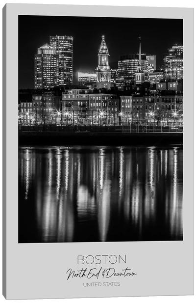 In Focus: Boston Evening Skyline Of North End Canvas Art Print - Boston Art