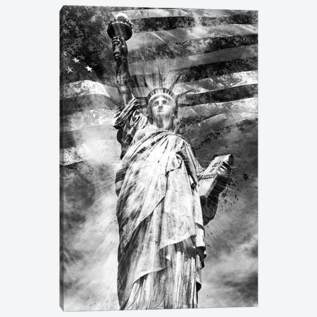 Monochrome Statue Of Liberty Canvas Print #MEV80} by Melanie Viola Canvas Artwork