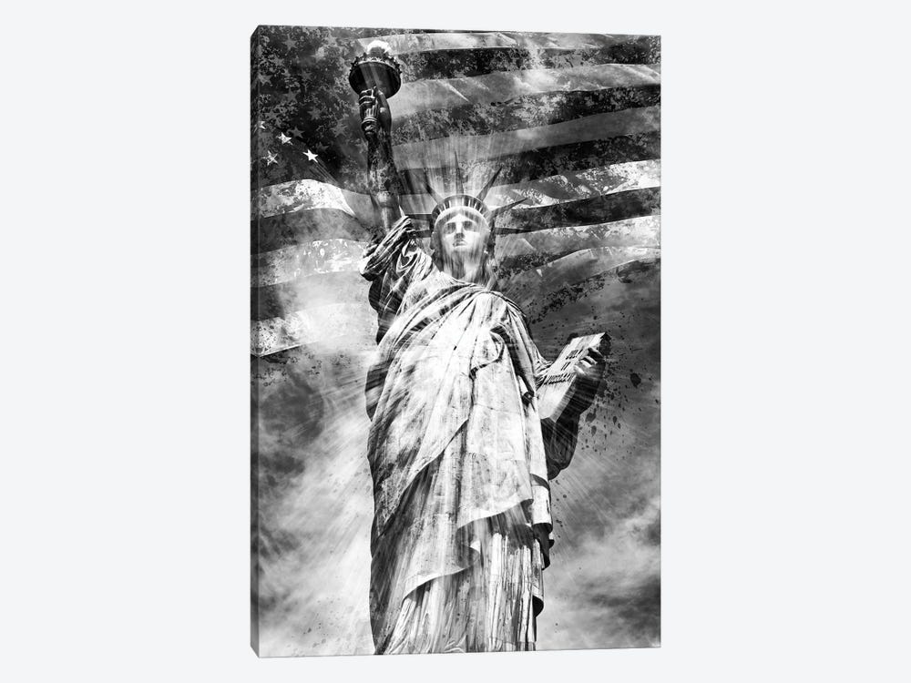 Monochrome Statue Of Liberty by Melanie Viola 1-piece Canvas Artwork