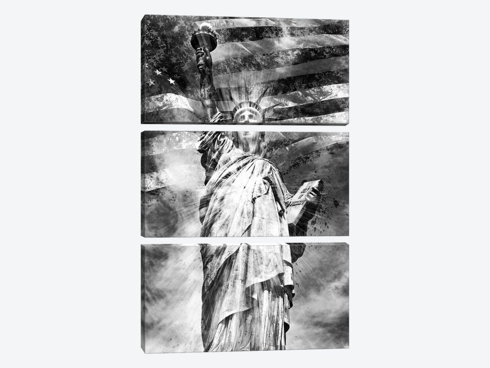 Monochrome Statue Of Liberty by Melanie Viola 3-piece Canvas Wall Art