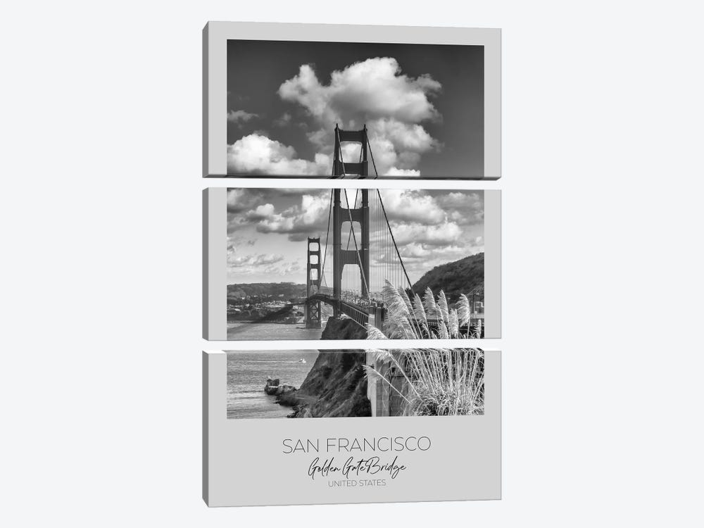 In Focus: San Francisco Golden Gate Bridge by Melanie Viola 3-piece Canvas Print