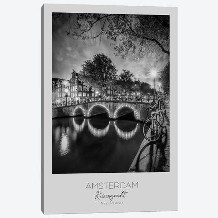 In Focus: Amsterdam Idyllic Nightscape From Keizersgracht Canvas Print #MEV826} by Melanie Viola Art Print