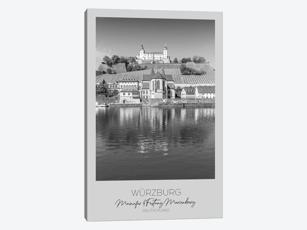 In Focus: Wuerzburg Main Riverside And Fortress Marienberg by Melanie Viola 1-piece Canvas Art Print