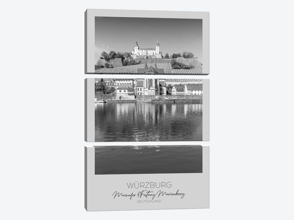 In Focus: Wuerzburg Main Riverside And Fortress Marienberg by Melanie Viola 3-piece Art Print