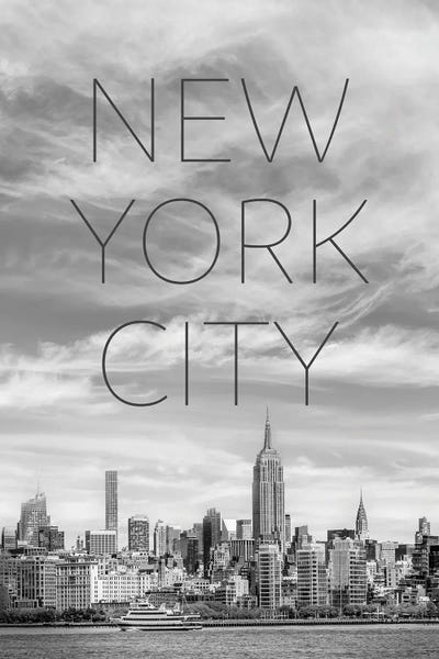 New York City Skylines: NYC Midtown Manhattan Text & Skyline by Melanie Viola