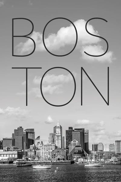 Boston: Boston Skyline North End & Financial District Text & Skyline by Melanie Viola