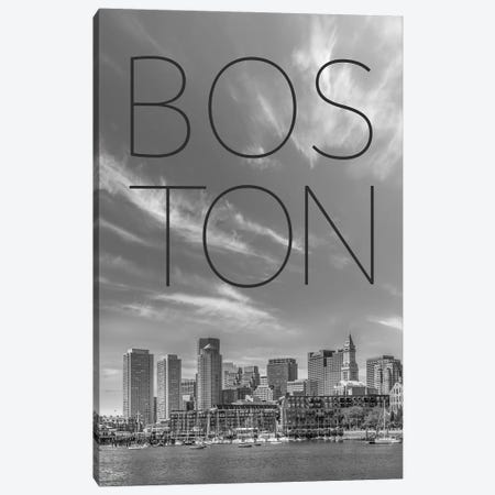 Boston Skyline Financial District & North End Text & Skyline Canvas Print #MEV853} by Melanie Viola Canvas Art Print