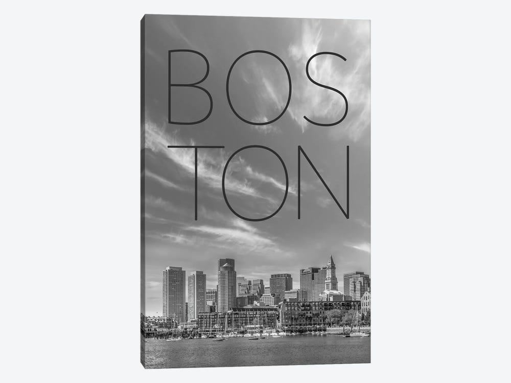 Boston Skyline Financial District & North End Text & Skyline by Melanie Viola 1-piece Art Print