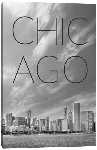 Chicago Skyline Text Canvas Art Print - Chicago Skylines