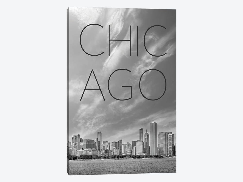 Chicago Skyline Text 1-piece Canvas Art