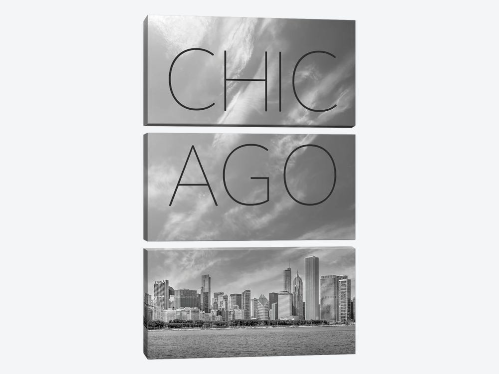 Chicago Skyline Text 3-piece Canvas Art